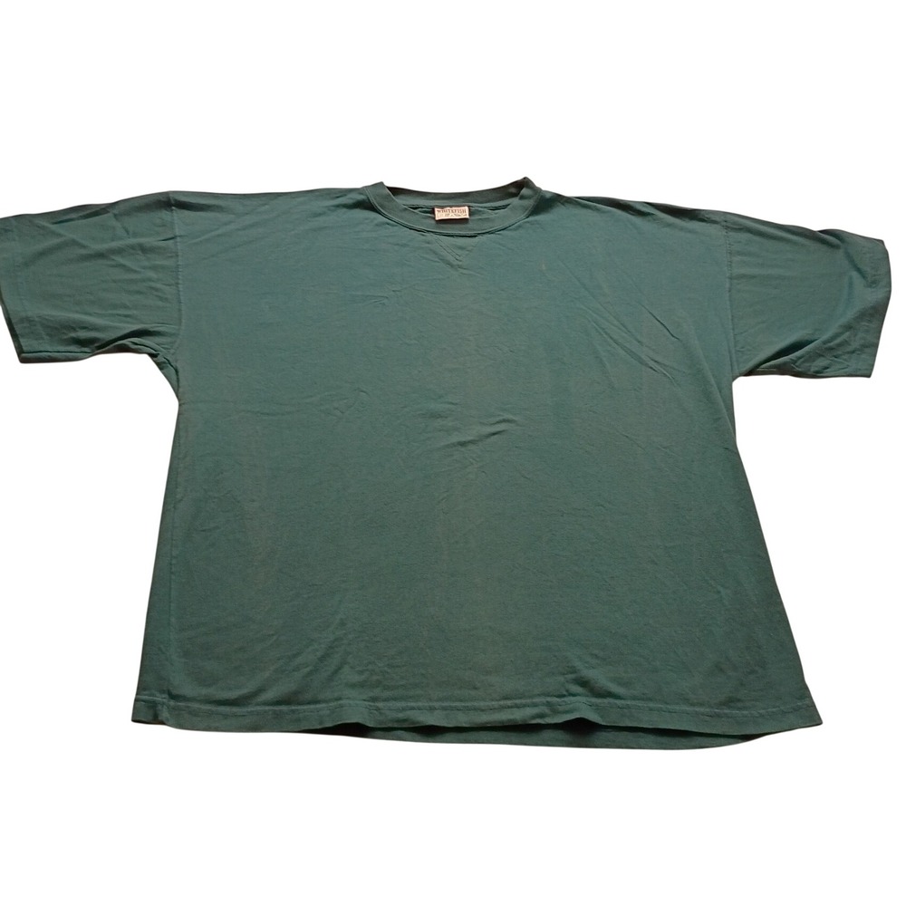 Whitefish Bay Men's Short Sleeve T-Shirt Teal Green V-Stitch Crew Neck Size XL